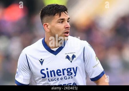 Giovanni Simeone (Hellas Verona FC) durante la serie di calcio italiano Una partita ACF Fiorentina vs Hellas Verona FC il 06 marzo 2022 allo stadio Artemio Franchi di Firenze (Photo by Lisa Guglielmi/LiveMedia/NurPhoto) Foto Stock