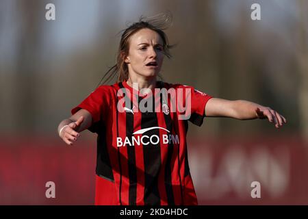 Christy Grimshaw (AC Milan) reagisce durante il calcio italiano Serie A Women Match AC Milan vs Napoli Femminile il 06 marzo 2022 allo stadio Vismara di Milano (Photo by Francesco Scaccianoce/LiveMedia/NurPhoto) Foto Stock