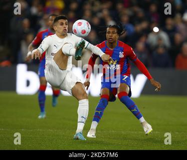 Manchester Joao Cancelo durante la Premier League tra Crystal Palace e Manchester City al Selhurst Park Stadium, Londra il 14th marzo 2022 (Photo by Action Foto Sport/NurPhoto) Foto Stock