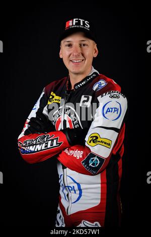 JYE Etheridge di Belle Vue ATPI Aces durante il Belle Vue Aces Press Day al National Speedway Stadium di lunedì 14th marzo 2022..(Photo by Eddie Garvey/MI News/NurPhoto) Foto Stock