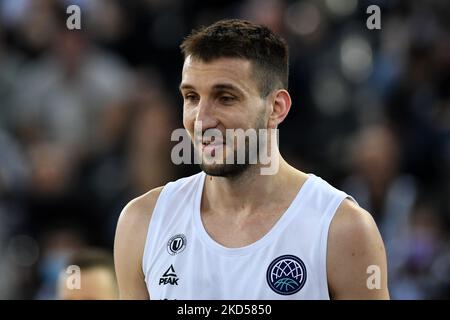 Stefan Bircevic durante il gioco U-BT Cluj-Napoca v Unicaja Baloncesto Malaga disputato in BT Arena da Cluj-Napoca, 8 marzo 2022 (Foto di Flaviu Buboi/NurPhoto) Foto Stock