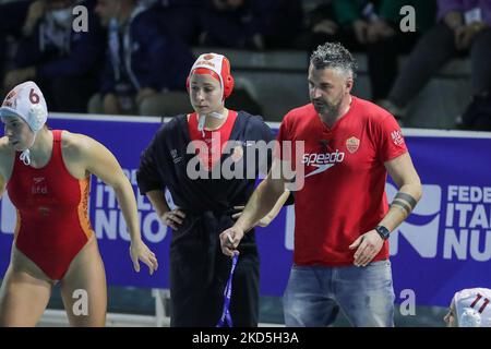 Allenatore Marco Capanna (SIS Roma) durante la partita di polo d'acqua della Coppa Italia SIS Roma vs CSS Verona il 19 marzo 2022 al Polo Acquatico Frecciarossa di Roma (Photo by Luigi Mariani/LiveMedia/NurPhoto) Foto Stock