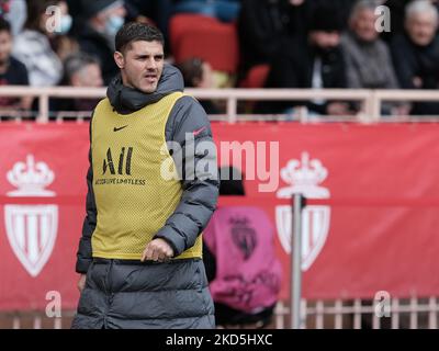 Mauro Icardi durante la partita Ligue 1 tra Monaco e Parigi Saint Germain a Monaco, il 20 marzo 2022 (Foto di Loris Roselli/NurPhoto) Foto Stock