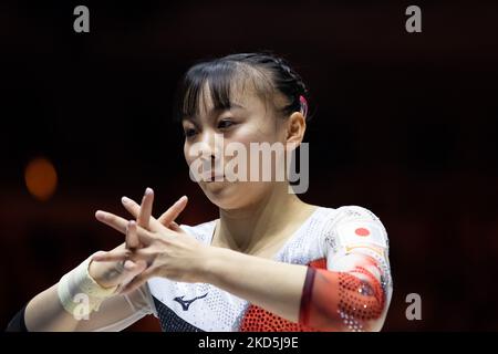 Liverpool, Regno Unito. 05th Nov 2022. Liverpool, Inghilterra, novembre 5th 2022 Shoko Miyata (JPN) in azione su Vault durante le finali dell'apparato ai campionati mondiali di ginnastica di FIG alla M&S Bank Arena di Liverpool, Inghilterra Dan o' Connor (Dan o' Connor/SPP) Credit: SPP Sport Press Photo. /Alamy Live News Foto Stock