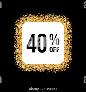 Cornice dorata su sfondo nero con sconto del 40% Illustrazione Vettoriale
