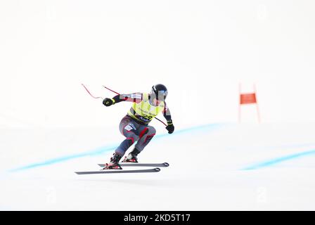 Lo sciatore norvegese Henrik Roea, in gara nelle finali europee della Coppa FIS Downhill, il 21 marzo 2022 a Soldeu, Andorra. (Foto di Joan Cros/NurPhoto) Foto Stock