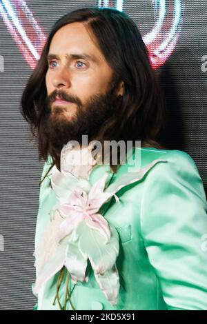 L'attore STATUNITENSE Jared Leto posa durante una fotocall per la prima del film 'Morbius' a Madrid il 23 marzo 2022. (Foto di Oscar Gonzalez/NurPhoto) Foto Stock