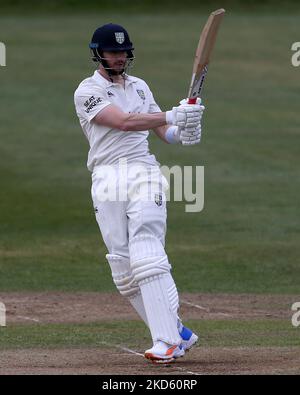 DURHAM, REGNO UNITO. MAR 24th.Michael Jones di Durham batting durante la pre-stagione amichevole partita tra Durham MCCU e Durham County Cricket Club presso l'ippodromo di Durham City Giovedì 24th Marzo 2022. (Foto di Mark Fletcher/MI News/NurPhoto) Foto Stock