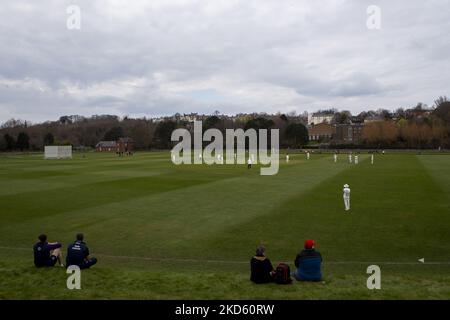 DURHAM, REGNO UNITO. MAR 24th.A visione generale del gioco durante la pre-stagione amichevole partita tra Durham MCCU e Durham County Cricket Club presso l'ippodromo di Durham City Giovedì 24th Marzo 2022. (Foto di Mark Fletcher/MI News/NurPhoto) Foto Stock