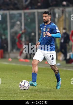 Lorenzo Insigne d'Italia durante il playoff dell'EQ 1 Coppa del mondo FIFA Qatar 2022 incontro tra Italia e Macedonia del Nord il 24 marzo 2022 stadio Renzo Barbera a Palermo (Foto di Gabriele Maricchiolo/NurPhoto) Foto Stock