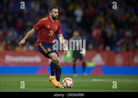 Daniel Carvajal (Real Madrid) di Spagna durante la partita internazionale amichevole tra Spagna e Albania allo stadio RCDE il 26 marzo 2022 a Barcellona, Spagna. (Foto di Jose Breton/Pics Action/NurPhoto) Foto Stock