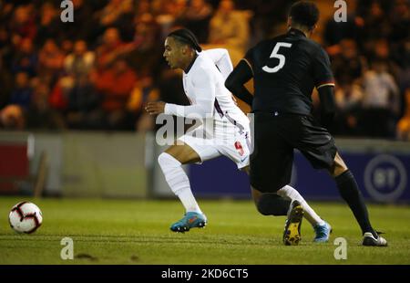 Cameron Archer of England U20 durante Under 20 International tra Inghilterra Under 20 e Germania Under 20 al JobServe Community Stadium, Colchester il 29th marzo 2022 (Photo by Action Foto Sport/NurPhoto) Foto Stock