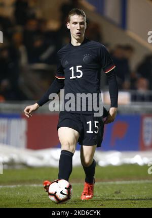 Lasse Rodenboom della Germania sotto i 20 anni durante Under 20 Internazionale tra Inghilterra sotto i 20 anni e Germania sotto i 20 anni al JobServe Community Stadium, Colchester il 29th marzo 2022 (Photo by Action Foto Sport/NurPhoto) Foto Stock