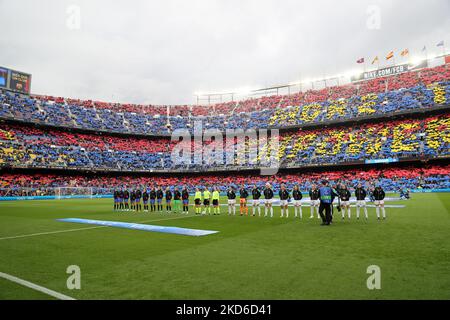 Partecipazione record mondiale ad una partita di calcio femminile: 91.553 spettatori durante la partita tra Barcellona e Real Madrid CF, corrispondente alla seconda tappa delle finali trimestrali della UEFA Womens Champions League, disputata allo stadio Camp Nou, a Barcellona, il 30th marzo 2022. (Foto di Joan Valls/Urbanandsport /NurPhoto) Foto Stock