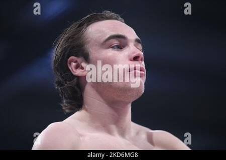 Luke Riley ha illustrato prima del suo bantamphight bout contro Jack Eglin al Cage Warriors 136 al Bowlers Exhibition Centre di Manchester, Inghilterra, sabato 2nd aprile 2022. (Foto di Kieran Riley/MI News/NurPhoto) Foto Stock