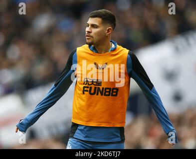 Bruno Guimaraes del Newcastle United durante la Premier League tra Tottenham Hotspur e Newcastle United allo stadio Tottenham Hotspur , Londra, Inghilterra il 03rd aprile 2022 (Photo by Action Foto Sport/NurPhoto) Foto Stock