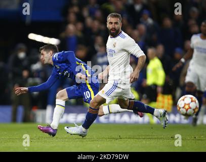 Dani Carvajal del Real Madrid CF durante la finale di Champions League tra Chelsea e Real Madrid allo Stamford Bridge Stadium, Londra il 06th aprile 2022 (Photo by Action Foto Sport/NurPhoto) Foto Stock