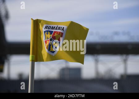 Guarda all'interno dello stadio Arcul de Triumf durante la partita di qualificazione del gruppo G della Coppa del mondo FIFA femminile 2023 tra la Romania e la Svizzera allo stadio National de Rugby Arcul de Triumf il 08 aprile 2022 a Bucarest, Romania. (Foto di Alex Nicodim/NurPhoto) Foto Stock