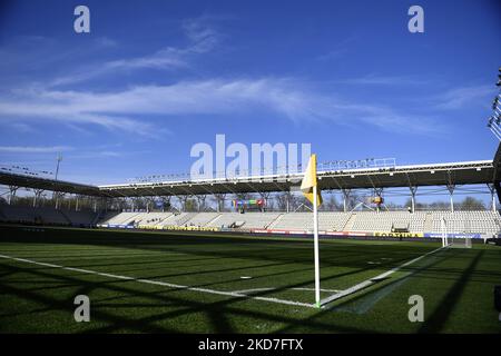 Guarda all'interno dello stadio Arcul de Triumf durante la partita di qualificazione del gruppo G della Coppa del mondo FIFA femminile 2023 tra la Romania e la Svizzera allo stadio National de Rugby Arcul de Triumf il 08 aprile 2022 a Bucarest, Romania. (Foto di Alex Nicodim/NurPhoto) Foto Stock