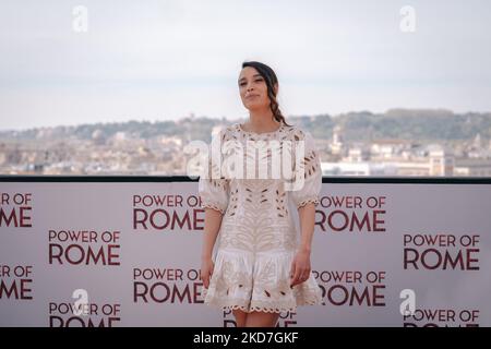 Giorgia Spinelli partecipa alla foto del film ''potenza di Roma'' all'Hotel de la Ville il 13 aprile 2022 a Roma (Photo by Luca Carlino/NurPhoto) Foto Stock