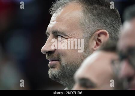 grbic nikola (1Â° sir safety conad perugia) durante il Volley Campionato Italiano Serie A Men Superleague Playoff - Sir Safety Conad Perugia vs Leo Scarpe PerkinElmer Modena il 13 aprile 2022 alla pala Barton di Perugia (Foto di Loris Cerquiglini/LiveMedia/NurPhoto) Foto Stock