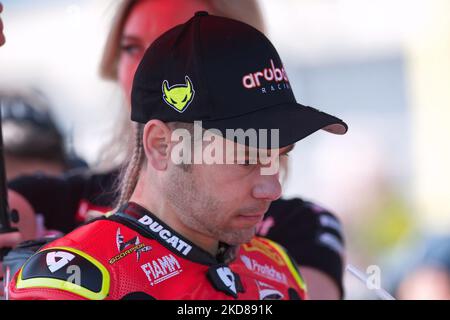 NÂ°19 Alvaro Bautista ESP Ducati Panigale V4R ARUBA.IT Racing - Ducati durante il Mondiale Superbike - SBK Motul Dutch Round - FIM Superbike World Championship 2022 - gara 1 il 23 aprile 2022 al TT Assen Circuit di Assen (Paesi Bassi) (Foto di otto Moretti/LiveMedia/NurPhoto) Foto Stock