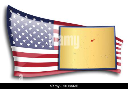 stati Uniti - mappa del Colorado contro una bandiera americana. Fiumi e laghi sono mostrati sulla mappa. La bandiera americana e la mappa dello stato possono essere utilizzate separatamente e. Illustrazione Vettoriale