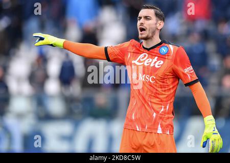Alex Meret (SSC Napoli) durante la serie di calcio italiana A match Empoli FC vs SSC Napoli il 24 aprile 2022 allo stadio Carlo Castellani di Empoli (Photo by Lisa Guglielmi/LiveMedia/NurPhoto) Foto Stock