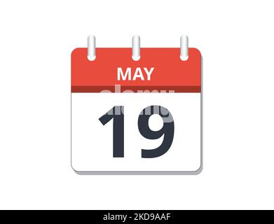 Vettore icona calendario maggio 19th. Concetto di pianificazione, attività e compiti Illustrazione Vettoriale
