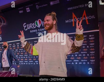 Sam Ryder (Sopace man) Regno Unito durante il Concorso di canzoni Eurovision 2022, conferenza stampa di artisti, il 05 maggio 2022, a pala Alpitour a Torino. (Foto di Nderim Kaceli/LiveMedia/NurPhoto) Foto Stock