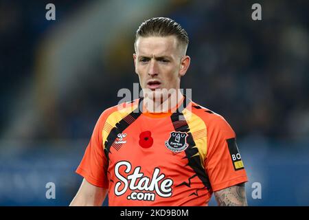 Everton, Regno Unito. 05th Nov 2022. Jordan Pickford, il portiere di Everton guarda. Incontro Premier League, Everton contro Leicester City al Goodison Park di Liverpool sabato 5th novembre 2022. Questa immagine può essere utilizzata solo per scopi editoriali. Solo per uso editoriale, licenza richiesta per uso commerciale. Nessun utilizzo nelle scommesse, nei giochi o nelle pubblicazioni di un singolo club/campionato/giocatore. pic di Chris Stading/Andrew Orchard SPORTS photography/Alamy Live news Credit: Andrew Orchard SPORTS photography/Alamy Live News Foto Stock