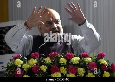 Unione Home Ministro Amit Shah durante l'inaugurazione di Janaganana Bhawan ad Amingaon, nel distretto di Kamrup di Assam, India Lunedi, 9 maggio 2022. (Foto di Anuwar Hazarika/NurPhoto) Foto Stock