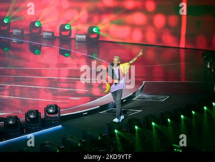 Malik Harris (Rockstar) Germania durante la Grande finale del Concorso di canzoni Eurovisione il 14 maggio 2022 a pala Olimpico, Torino. Foto Nderim Kaceli (Foto di Nderim Kaceli/LiveMedia/NurPhoto) Foto Stock