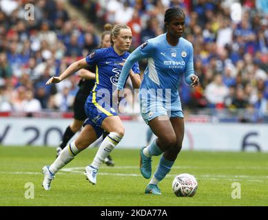 LONDRA, INGHILTERRA - MAGGIO 15:Khadija Shaw of Manchester City WFC durante la finale della Coppa delle Donne fa tra le donne di Chelsea e le donne di Manchester City allo Stadio di Wembley , Londra, Regno Unito 15th Maggio , 2022 (Photo by Action Foto Sport/NurPhoto) Foto Stock