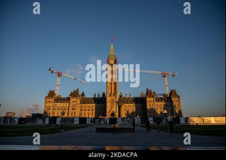 Ottawa, Ontario - 21 ottobre 2022: Vista dell'East Block sulla Parliament Hill. Foto Stock