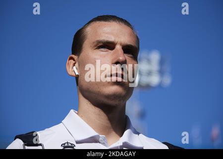 Andriy Lunin del Real Madrid prima della partita di LaLiga Santander tra Cadiz CF e Real Madrid CF all'Estadio Nuevo Mirandilla il 15 maggio 2022 a Cadice, Spagna. (Foto di Jose Breton/Pics Action/NurPhoto) Foto Stock