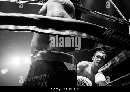 Ramon Guevara (11-25-2; Repubblica Dominicana per mezzo di Grand Rapids, MI) sconfisse LaQuan Lewis (7-14-1; Brooklyn, NY) in un incontro di 4 round, con pesi saldanti al Motor City Casino and Hotel di Detroit, MI, il 13 maggio 2022. (Foto di Adam J. Dewey/NurPhoto) Foto Stock