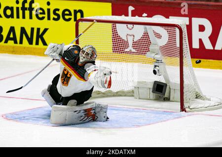 STRAHLMEIER Dustin (Germania) durante il Campionato Mondiale di Hockey su ghiaccio - Kazakistan vs Germania il 22 maggio 2022 presso la Ice Hall di Helsinki, Finlandia (Foto di Andrea Re/LiveMedia/NurPhoto) Foto Stock