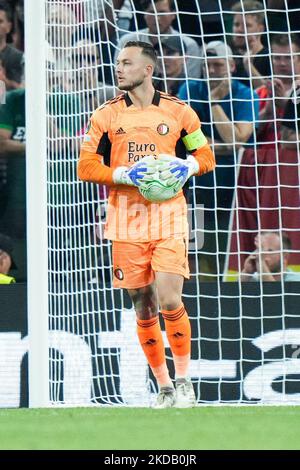 Justin Bijlow di Feyenoord Rotterdam durante la finale della UEFA Conference League tra AS Roma e Feyenoord all'Arena Kombetare, Tirana, Albania, il 25 maggio 2022. (Foto di Giuseppe Maffia/NurPhoto) Foto Stock