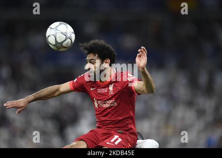 Mohamed Salah di Liverpool durante la partita finale della UEFA Champions League tra il Liverpool FC e il Real Madrid allo Stade de France il 28 maggio 2022 a Parigi, Francia. (Foto di Jose Breton/Pics Action/NurPhoto) Foto Stock