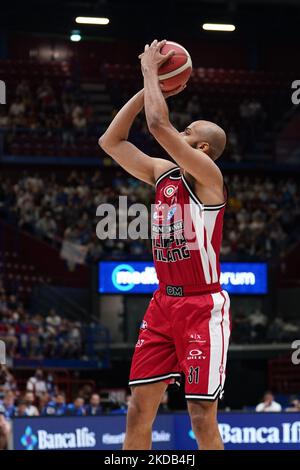 Shavon Shields (AX Armani Exchange Olimpia Milano) durante il Campionato Italiano Basket Serie A Play Off Semifinal - Armani Exchange Olimpia Milano vs Dinamo Sassari il 28 maggio 2022 al Forum Assago di Milano (Foto di Simone Lucarelli/LiveMedia/NurPhoto) Foto Stock