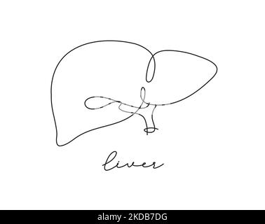 Poster con linea a penna disegno epatico in stile linea a penna su sfondo bianco Illustrazione Vettoriale