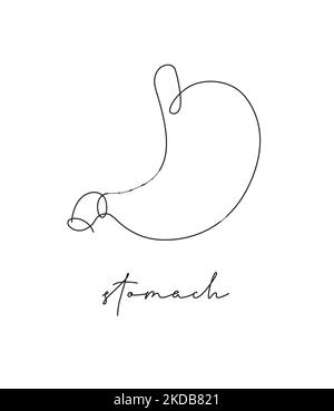 Disegno dello stomaco del poster della linea della penna in stile della linea della penna su sfondo bianco Illustrazione Vettoriale