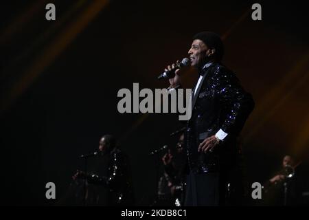 Gruppo vocale americano The Temptations Revue Feat Glenn Leonard suona al Java Jazz Festival 2022 del 17th (Photo by Eddy Purwento/NurPhoto) Foto Stock