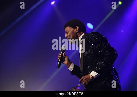 Gruppo vocale americano The Temptations Revue Feat Glenn Leonard suona al Java Jazz Festival 2022 del 17th (Photo by Eddy Purwento/NurPhoto) Foto Stock