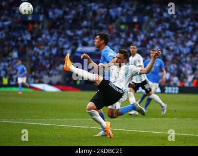 Nicolas Tagliafico dell'Argentina durante Finalissima Conmedol - Coppa UEFA di campioni tra Italia e Argentina allo Stadio di Wembley , Londra, Regno Unito 01st giugno, 2022 (Photo by Action Foto Sport/NurPhoto) Foto Stock