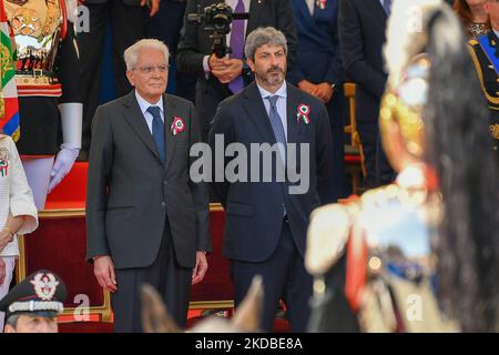 La parata per la 76th° Giornata della Repubblica Italiana. Il Presidente della Repubblica Italiana, Sergio Mattarella. A Roma, Italia, il 2 giugno 2022 (Foto di Riccardo Fabi/NurPhoto) Foto Stock