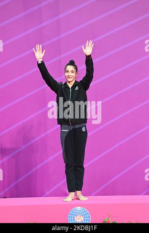 Sofia Raffaeli (ITA) durante la Ginnastica Rhythmic Gymnastics FIG World Cup 2022 il 03 giugno 2022 all'Arena Vitrifrigo di Pesaro (Photo by Gianluca Ricci/LiveMedia/NurPhoto) Foto Stock