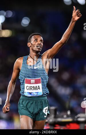 Lamecha Girma dell'Etiopia compete in 3000st metri uomini durante la IAAF Wanda Diamond League: Golden Gala Pietro Mennea allo Stadio Olimpico il 09 giugno 2022 a Roma (Foto di Michele Maraviglia/NurPhoto) Foto Stock