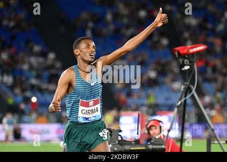 Lamecha Girma (ET) durante la riunione di Gala d'oro della Wanda Diamond League allo stadio Olimpico di Roma il 09 giugno 2022 (Foto di Fabrizio Corradetti/LiveMedia/NurPhoto) Foto Stock